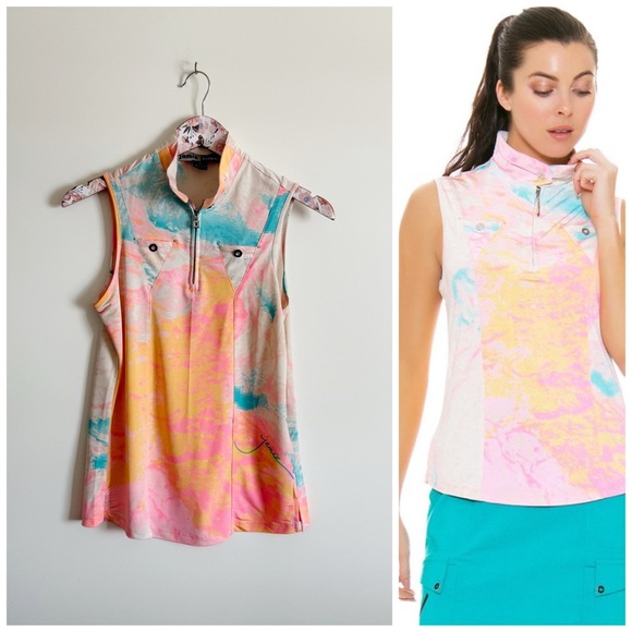 JAMIE SADOCK Lava Print in Yum Yum- Sleeveless Top Athletic Golf Women’s XS - Picture 1 of 9